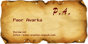 Paor Avarka névjegykártya